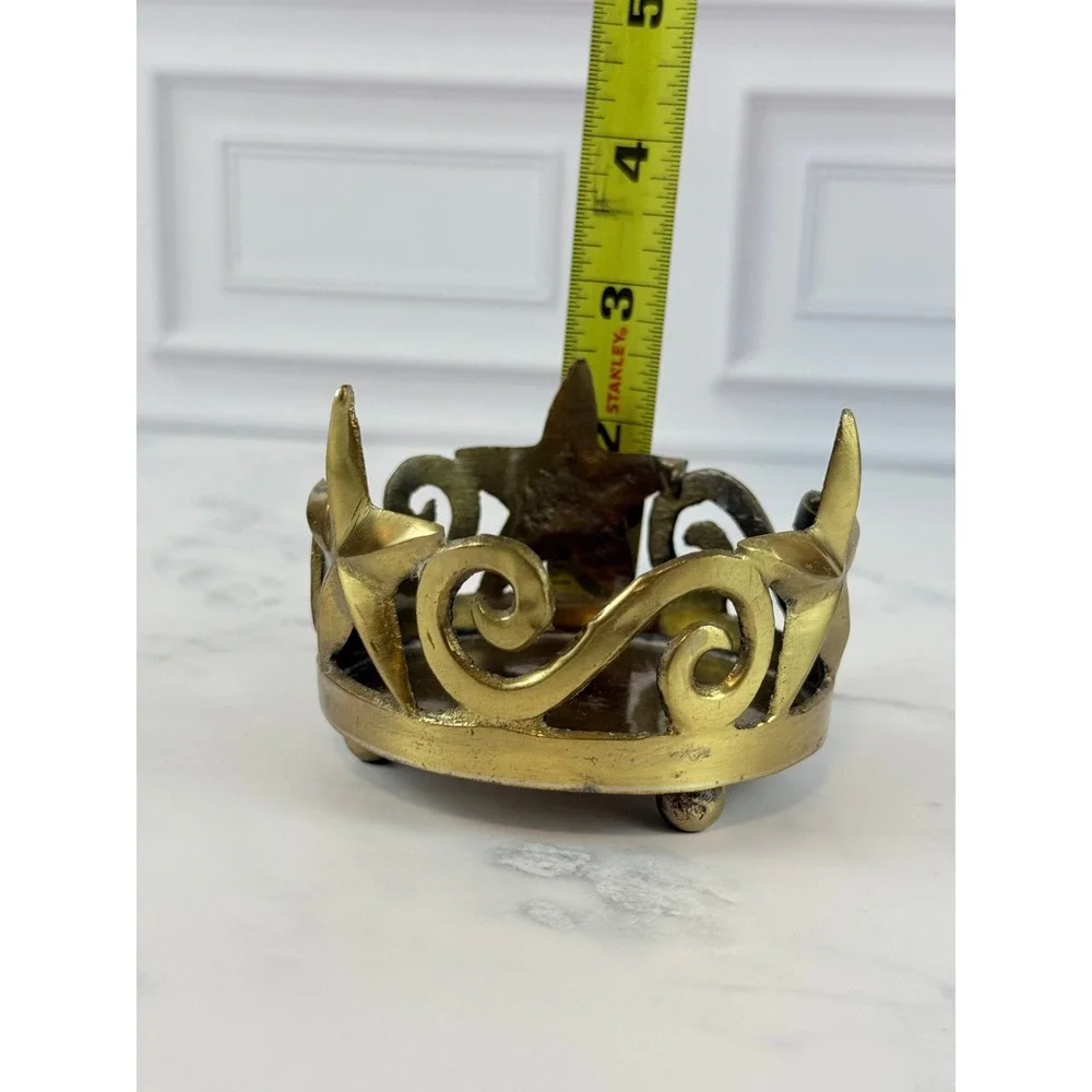 VTG Pier 1 Important Solid Brass Stars and Scrolls Pillar Candle‎ Holder